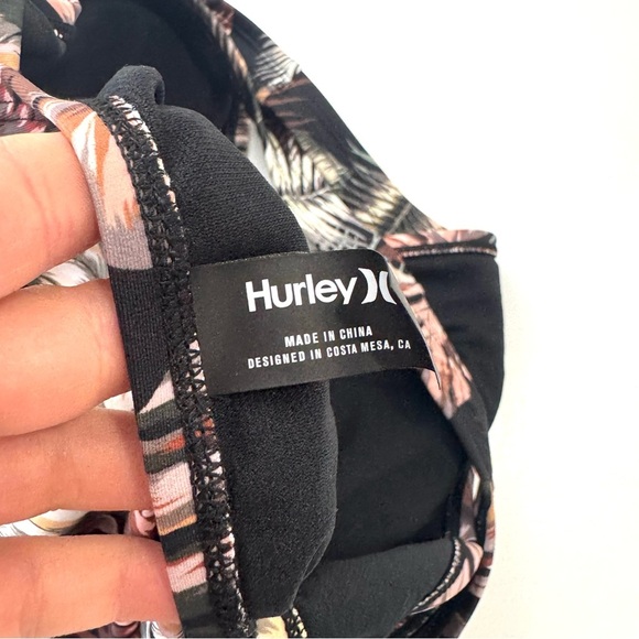 Hurley S Tropical Palm Leaves Print One Piece Swimsuit Cross Cross Back Beachy - Picture 7 of 12